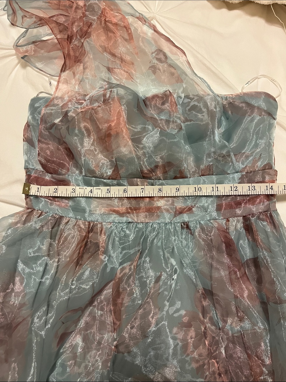 NWT LULUS Floral Organza Tie Shoulder Fairycore Wedding Guest Formal Ball Gown L - Picture 10 of 10